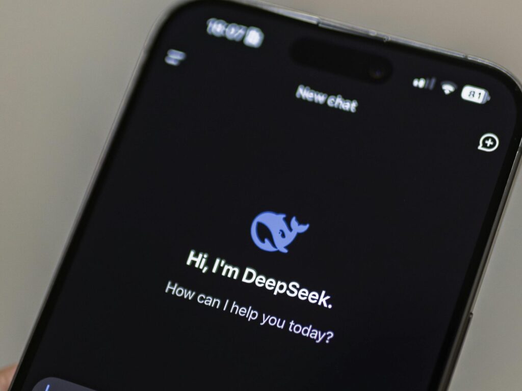 Smartphone showcasing AI chatbot interface. Perfect for tech themes and AI discussions.